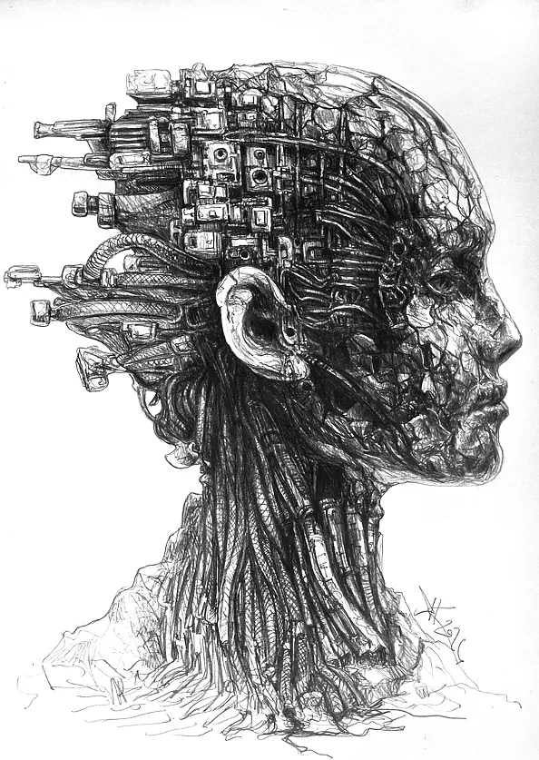 Krzysztof Krawiec - Cyberexistence *dessin au stylo