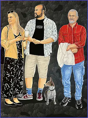 Marian Wiekiera, Cycle (50) '' What This Queue Stands For '', Acrylic painting - canvas, 90 x 120