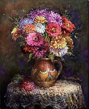Piotr Mruk - Zinnias in a vase