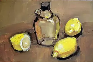 Lila Nacht - Zitronen und Flasche