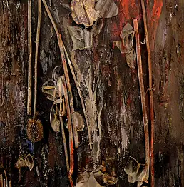 Iwona Wolińska, Черная композиция со стеклом, Акрилова картина - плита, 50 x 70