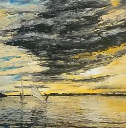 Roman Cwierzona, черное небо, Масляная картина - холст, 60 x 80