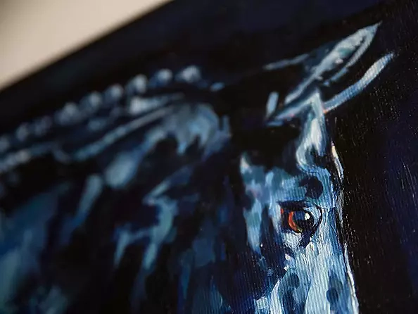 Anna Ewa Jarosz - Black horse in the stable