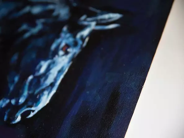 Anna Ewa Jarosz - Black horse in the stable