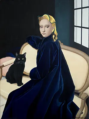 Nataliya Bagatskaya - Black Cat on a Yellow Sofa
