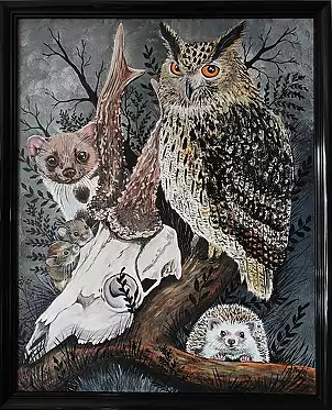 Agnieszka Mantaj - Skull and eagle owl