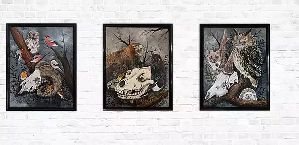 Agnieszka Mantaj - Skull and eagle owl