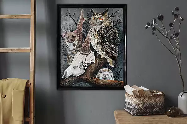 Agnieszka Mantaj - Skull and eagle owl