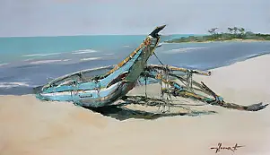 Henadzy Havartsou, Czekając na morze, Obraz olejny - płótno, 70 x 40
