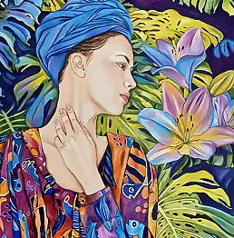 Joanna Szumska, июньское платье, Масляная картина - холст, 80 x 100