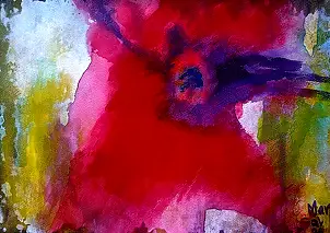 Marzena Salwowska, Rosso papavero 2/Erba e fiore, Acquerelli, Altre, Dipinto acrilico, Tecniche miste, Inchiostro - carta, 42 x 30