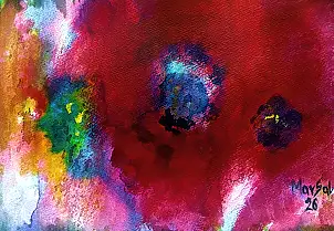 Marzena Salwowska, Papavero Rosso 3/Erba e Fiore, Acquerelli, Altre, Velatura, Dipinto acrilico, Tecniche miste, Inchiostro - carta, 30 x 21