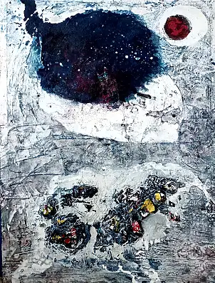 Dorota Jabłońska, Czerwona Gwiazda i Strażnik Pod Powierzchnią, Obraz akrylowy, Obraz olejny, Techniki mieszane - płótno, 60 x 80