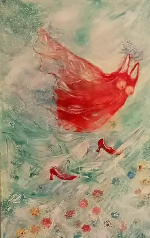   - Red dress with high heels