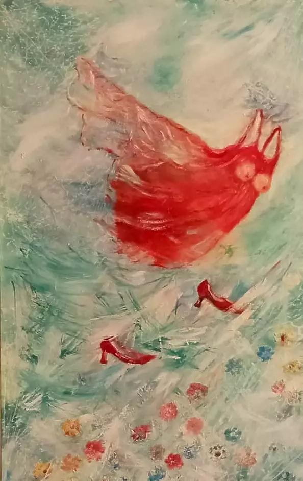 Barbara Obertynska - Red dress with high heels