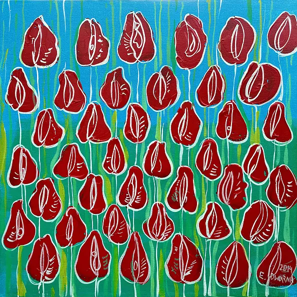 Edward Dwurnik - Czerwone Tulipany, rok 2014