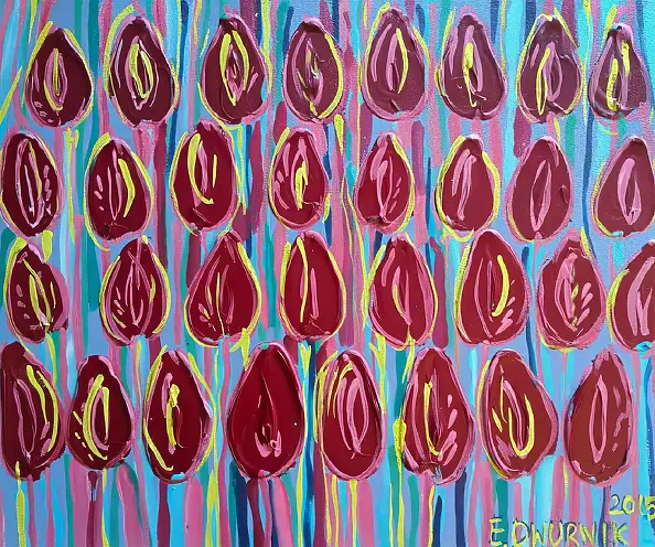 Edward Dwurnik - Czerwone Tulipany, rok 2015