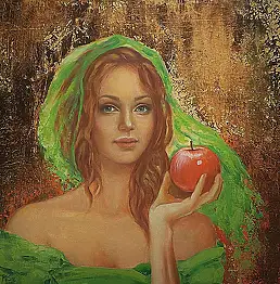 Maria Szymańska, Красное яблоко, Масляная картина - холст, 60 x 60