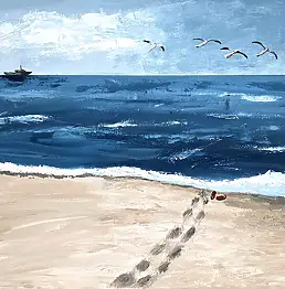 Monika Adamczyk, Rote Flip-Flops, Acrylgemälde - Leinwand, 70 x 50