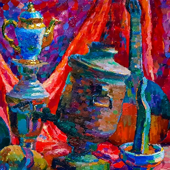 Anastasiia Kurkova, Czerwone kolory, Obraz olejny - płótno, 70 x 50