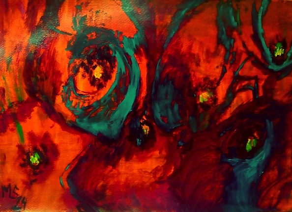 Marzena Salwowska - Czerwone maki na wzgórzu/Trawa i kwiat 13