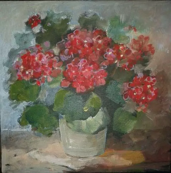 Maria Rutkowska - Czerwone pelargonie