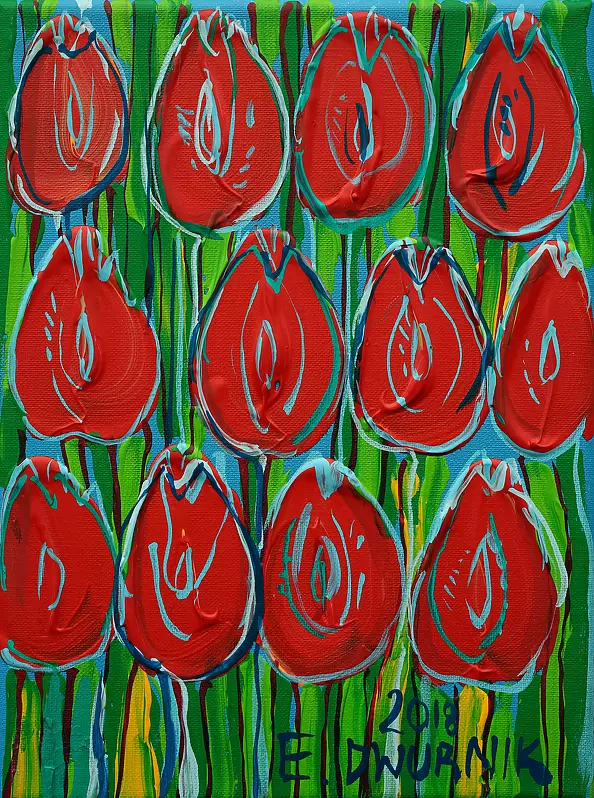 Edward Dwurnik - Czerwone tulipany