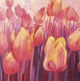 Iwona Bobrycz, Czerwone tulipany, Obraz olejny - płótno, 100 x 80