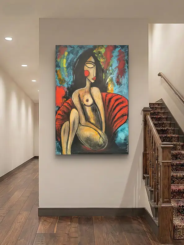 katarzyna nachajska, Czerwony azyl , Obraz akrylowy - płótno, 100 x 150