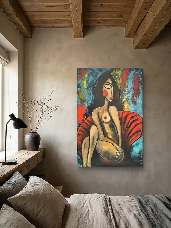 katarzyna nachajska, Czerwony azyl , Obraz akrylowy - płótno, 100 x 150
