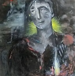 barbara Dybala, Roter Ballon 2, Ölbild - Leinwand, 60 x 80