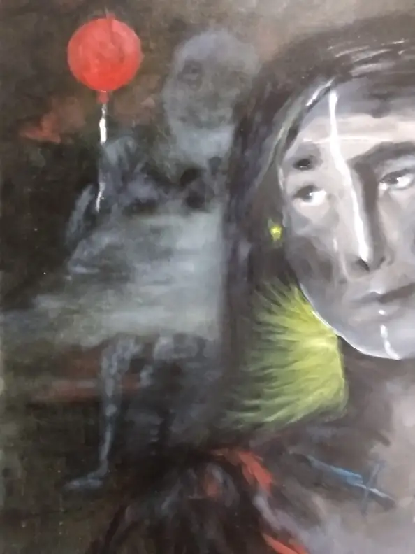 barbara Dybala, Red balloon 2, Oil painting - canvas, 60 x 80