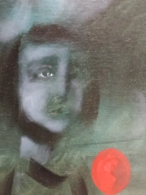 barbara Dybala, Red balloon, Oil painting - canvas, 40 x 120