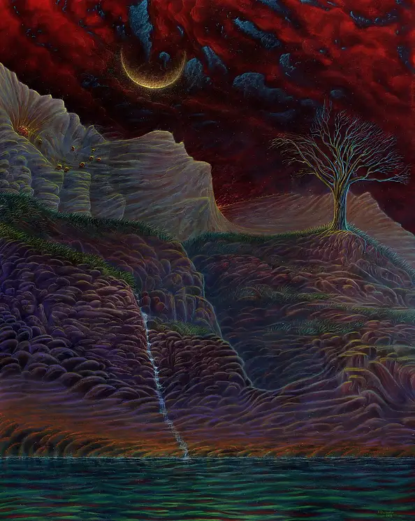 Krzysztof Polaczenko, Czerwony brzeg, Obraz akrylowy - płyta, 80 x 100