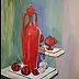 Jolanta Mazur, Pichet rouge, Peinture acrylique - toile, 50 x 70