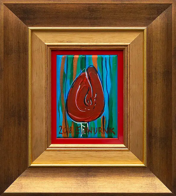Edward Dwurnik, Czerwony tulipan, rok 2018 , Obraz olejny - płótno, 13 x 18