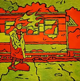 Krzysztof Mierzejewski, Человек с поезда, Акрилова картина - , 60 x 80