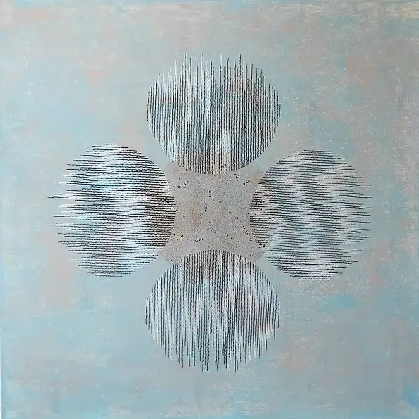 Magda Melak, Cztery oddechy przestrzeni, Obraz akrylowy, Techniki mieszane - płótno, 90 x 90