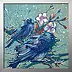 Krzysztof Trzaska - Quatre saisons - oiseaux, un ensemble de 4 tableaux, chacun 20x20 cm
