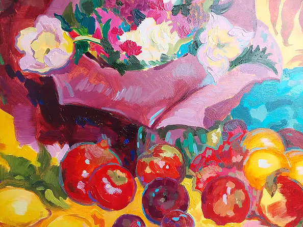 Anastasiia Kurkova, Czułe ciepło późnego października, Obraz olejny - płótno, 70 x 60