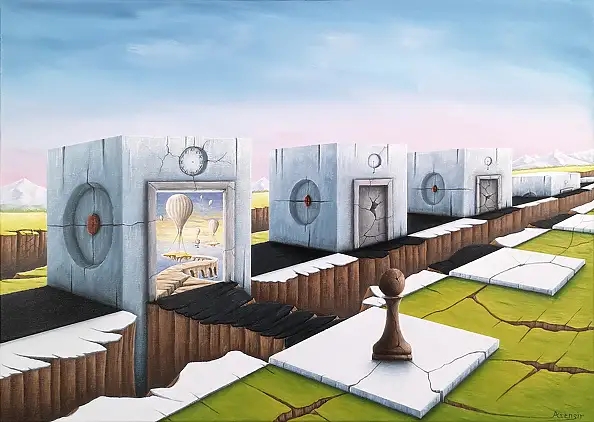 . ASENSIR, Has our fate already been set? / "Time" series, Acrylic painting - canvas, 70 x 50