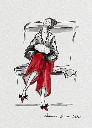 Adriana Laube, "Reading with a Cat", Watercolors - paper, 30 x 42