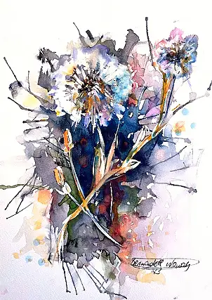 Bernadeta Nowak, Pissenlits, Aquarelles - papier, 21 x 29