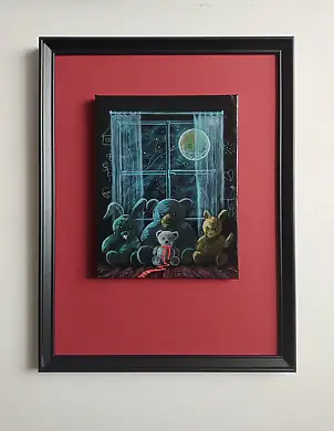 Dariusz Franciszek Różyc, ''DOBRANOCKA'' cykl ''Nie tak odległe..'', Obraz akrylowy - płótno, 32 x 42