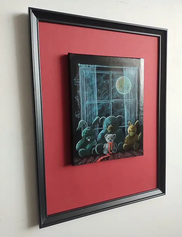 Dariusz Franciszek Różyc, ''DOBRANOCKA'' cykl ''Nie tak odległe..'', Obraz akrylowy - płótno, 32 x 42