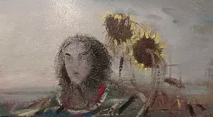 Janusz Lewandowski - GIRL AND SUNFLOWERS
