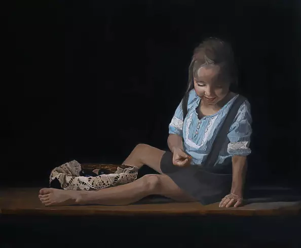 Paula Jezior - LITTLE GIRL WITH A BASKET OF PLUMS