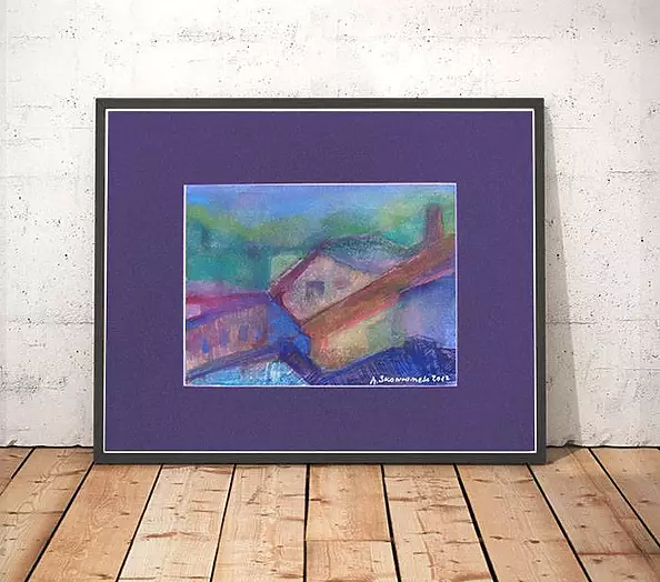 Anna Skowronek - Roofs, watercolor painting hand painted, original, unique