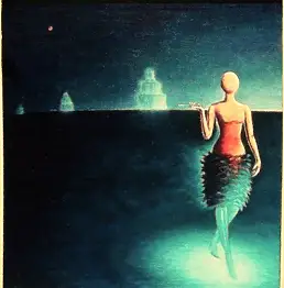 Zbigniew Suwała, Una signora passeggia lungo il mare, Quadro a olio - tela, 70 x 80