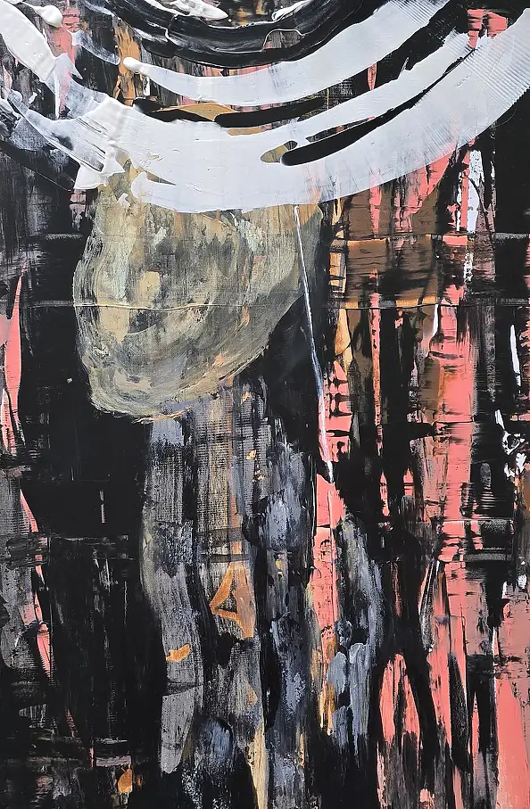 Ewa Mościszko, Lady with a Parasol, 70x50x1 cm, acrylic on canvas, Acrylic painting - canvas, 50 x 70